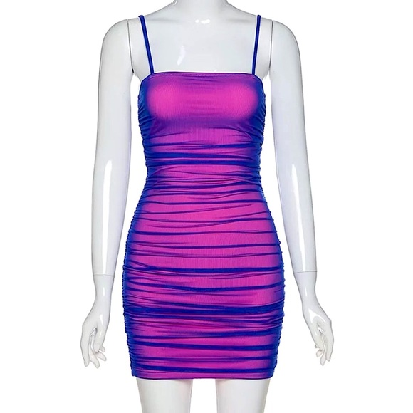 Vibrant purple ruched mini dress - Picture 7 of 16
